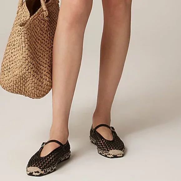 BRAND NEW J. Crew woven Mary Jane espadrille flats in faux raffia in Size 10 - Picture 3 of 9
